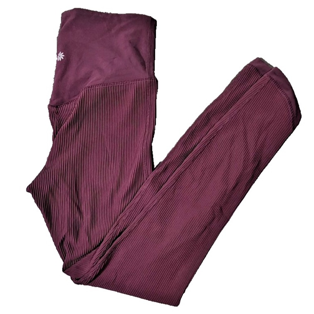 Athleta Elation Crossover Rib 7/8 Tight Leggings Burgundy‎ Plum XS